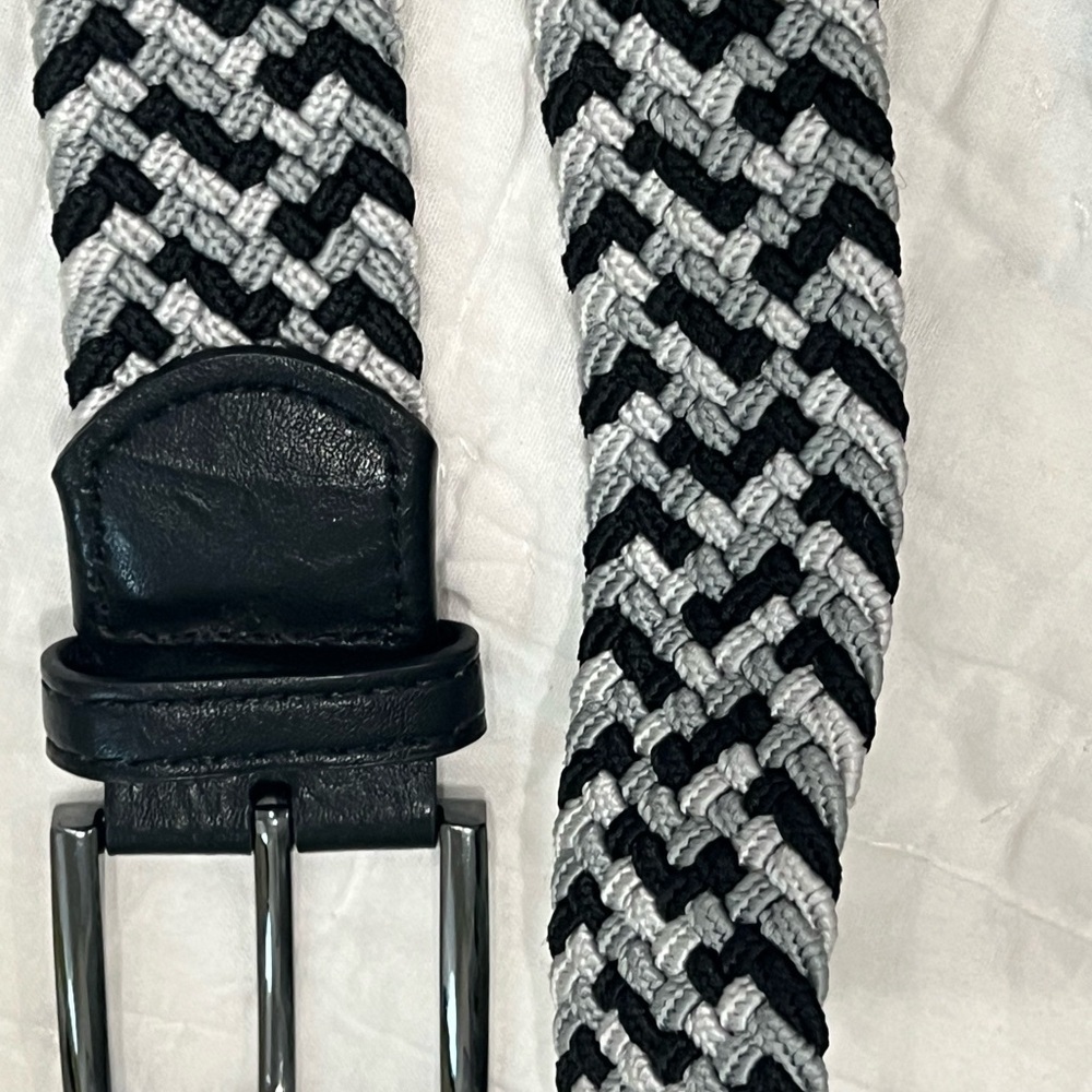 Black and White stretch Braided Belt - Picture 2 of 2